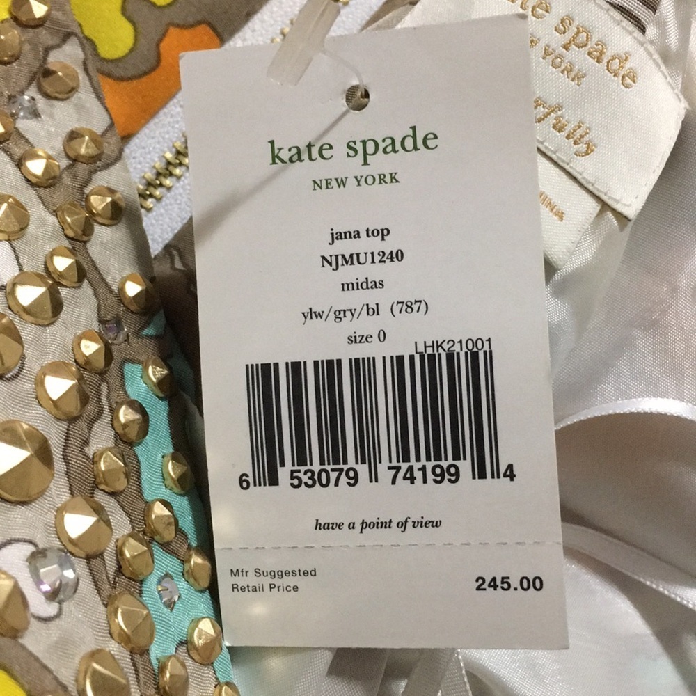 Kate Spade 100% Silk Yellow Tank Tunic Top NWT SZ 0 - Picture 7 of 7